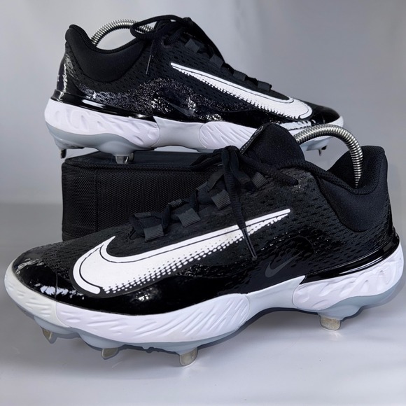 Nike Alpha Huarache Elite 4 Baseball Cleats‎ Metal Black White Mens Size 11 - Picture 1 of 8